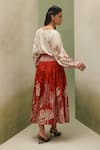 Shop_NOIB_Rust Cotton Satin Elle Night Safari Print Skirt _at_Aza_Fashions