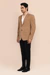 Shop_Aryavir Malhotra_Tan Embroidery Blazer _Online_at_Aza_Fashions