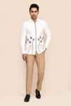 Buy_Aryavir Malhotra_White Terrycloth Embroidery Hand Work Jacket And Pant Set _at_Aza_Fashions