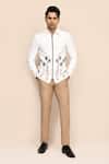 Aryavir Malhotra_White Terrycloth Embroidery Hand Work Jacket And Pant Set _at_Aza_Fashions
