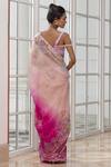 Shop_House Of Armuse_Pink Organza Embroidery, Sequins, Metallic Ombre Floral Saree And Blouse Set _at_Aza_Fashions