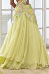 Buy_House Of Armuse_Lime Silk Organza Embroidery, Sequins, Mirrors, Metallic Floral Lehenga Set _Online_at_Aza_Fashions