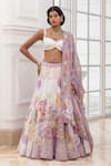 Buy_House Of Armuse_Ivory Silk Organza Embroidery, Sequins, Mirrors, Floral Pattern Lehenga Set _at_Aza_Fashions