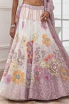 Shop_House Of Armuse_Ivory Silk Organza Embroidery, Sequins, Mirrors, Floral Pattern Lehenga Set _Online_at_Aza_Fashions