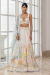 Buy_House Of Armuse_Ivory Silk Organza Sequins, Embroidery, Cut Work Sweetheart Lehenga Blouse Set _at_Aza_Fashions