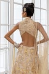 Buy_House Of Armuse_Yellow Organza, Satin Embroidery, Sequins, Zari, Metallic Floral Lehenga Set _Online_at_Aza_Fashions