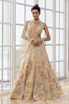 Buy_House Of Armuse_Yellow Organza, Satin Embroidery, Sequins, Zari, Metallic Floral Lehenga Set _at_Aza_Fashions