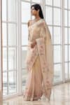 Buy House Of Armuse Peach Organza Embroidery, Metallic Thread, Beads Floral Saree And Blouse Set Online at Aza Fashions Buy_House Of Armuse_Peach Organza Embroidery, Metallic Thread, Beads Floral Saree And Blouse Set _Online_at_Aza_Fashions