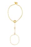 Shop_Isharya_Gold Plated Crystals, Stones Amritas Pocaris Hand Harness _at_Aza_Fashions