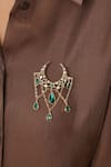 Buy_Isharya_Gold Plated Crystals, Gemstones, Chains Aurelian Brooch _Online_at_Aza_Fashions