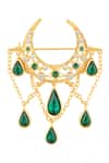 Shop_Isharya_Gold Plated Crystals, Gemstones, Chains Aurelian Brooch _at_Aza_Fashions