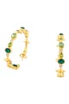 Isharya Gold Plated Crystals, Stones Green Gem Drop Hoops Online at Aza Fashions Isharya_Gold Plated Crystals, Stones Green Gem Drop Hoops _Online_at_Aza_Fashions
