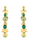 Shop Isharya Gold Plated Crystals, Stones Green Gem Drop Hoops at Aza Fashions Shop_Isharya_Gold Plated Crystals, Stones Green Gem Drop Hoops _at_Aza_Fashions