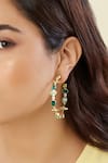 Shop Isharya Gold Plated Crystals, Stones Green Gem Drop Hoops Online at Aza Fashions Shop_Isharya_Gold Plated Crystals, Stones Green Gem Drop Hoops _Online_at_Aza_Fashions