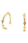 Isharya_Multi Color Crystals, Stones Suneras Lil Gem Drop Hoops _Online_at_Aza_Fashions