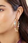 Buy_Isharya_Multi Color Crystals, Stones Suneras Lil Gem Drop Hoops _at_Aza_Fashions