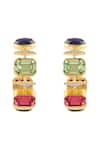 Shop_Isharya_Multi Color Crystals, Stones Solaris Statement Hoops _at_Aza_Fashions