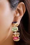 Buy_Isharya_Multi Color Crystals, Stones Solaris Statement Hoops _at_Aza_Fashions