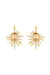 Shop_Isharya_Gold Plated Crystals, Stones Shikhas Disco Drop Studs _at_Aza_Fashions