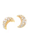 Isharya_Gold Plated Crystals, Stones Lune Stud Earrings _Online_at_Aza_Fashions