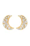 Shop_Isharya_Gold Plated Crystals, Stones Lune Stud Earrings _at_Aza_Fashions