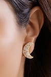Buy_Isharya_Gold Plated Crystals, Stones Lune Stud Earrings _at_Aza_Fashions