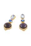 Isharya_Blue Crystals, Stones Kosher Statement Danglers _Online_at_Aza_Fashions
