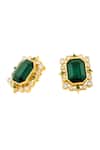 Isharya_Green Crystals, Stones Emerald Twilight Stud Earrings _Online_at_Aza_Fashions