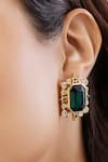 Buy_Isharya_Green Crystals, Stones Emerald Twilight Stud Earrings _at_Aza_Fashions