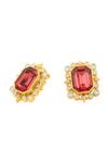 Isharya_Red Crystals, Stones Ruby Twilight Stud Earrings _Online_at_Aza_Fashions
