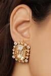 Shop_Isharya_Gold Plated Crystals, Stones Priyas Celestial Dreams Statement Studs _Online_at_Aza_Fashions