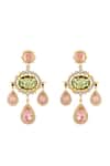 Shop_Isharya_Multi Color Crystals, Stones Ishas Embellished Danglers _at_Aza_Fashions