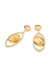 Isharya_Gold Plated Crystals, Stones Cosmic Ember Dangler Earrings _Online_at_Aza_Fashions