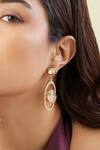 Buy_Isharya_Gold Plated Crystals, Stones Cosmic Ember Dangler Earrings _at_Aza_Fashions