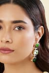 Buy_Isharya_Green Crystals, Stones Rialias Sparkle Statement Earrings _at_Aza_Fashions