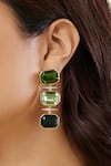 Shop_Isharya_Green Crystals, Stones Rialias Sparkle Statement Earrings _Online_at_Aza_Fashions