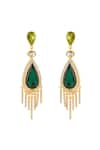 Shop_Isharya_Green Crystals, Stones Meekashis Magic Drop Danglers _at_Aza_Fashions