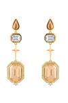 Shop_Isharya_Gold Plated Crystals, Stones Solistice Statement Danglers _at_Aza_Fashions