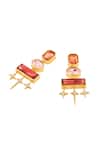 Buy_Isharya_Multi Color Crystals, Stones Stardust Pink Danglers In 18kt Gold Plated _Online_at_Aza_Fashions
