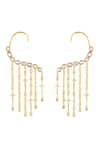 Shop_Isharya_Gold Plated Crystals, Stones Dhatris Curtain Of Passion Earrings _at_Aza_Fashions