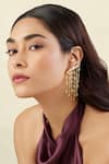 Shop_Isharya_Gold Plated Crystals, Stones Dhatris Curtain Of Passion Earrings _Online_at_Aza_Fashions
