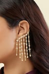 Buy_Isharya_Gold Plated Crystals, Stones Dhatris Curtain Of Passion Earrings _at_Aza_Fashions