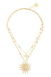 Shop_Isharya_Gold Plated Starfall Layered Pendant Necklace _at_Aza_Fashions