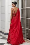 Shop_House Of Armuse_Red Satin, Organza Sequins, Beads, Embroidery Square And Embellished Lehenga Set _at_Aza_Fashions