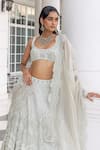 Buy_House Of Armuse_Sky Blue Silk Organza, Organza, Satin Embroidery, Sequins Lehenga Blouse Set _Online_at_Aza_Fashions