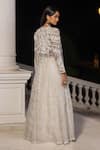 Shop_House Of Armuse_White Chiffon, Organza Sequins, Embroidery Floral Pattern Jacket Lehenga Set _at_Aza_Fashions