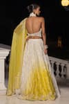 Shop_House Of Armuse_Yellow Organza Embroidery, Pearls, Tassels, Sequins Halter Ombre Lehenga Set _at_Aza_Fashions