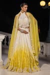 Buy_House Of Armuse_Yellow Organza Embroidery, Pearls, Tassels, Sequins Halter Ombre Lehenga Set _at_Aza_Fashions
