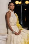 Buy_House Of Armuse_Yellow Organza Embroidery, Pearls, Tassels, Sequins Halter Ombre Lehenga Set _Online_at_Aza_Fashions