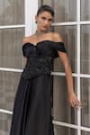 Shop_House Of Armuse_Black Satin Beads Off-shoulder Hand-embellished Corset Gown _at_Aza_Fashions